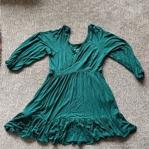 Charming Teal Kids Dress with Ruffle Hem